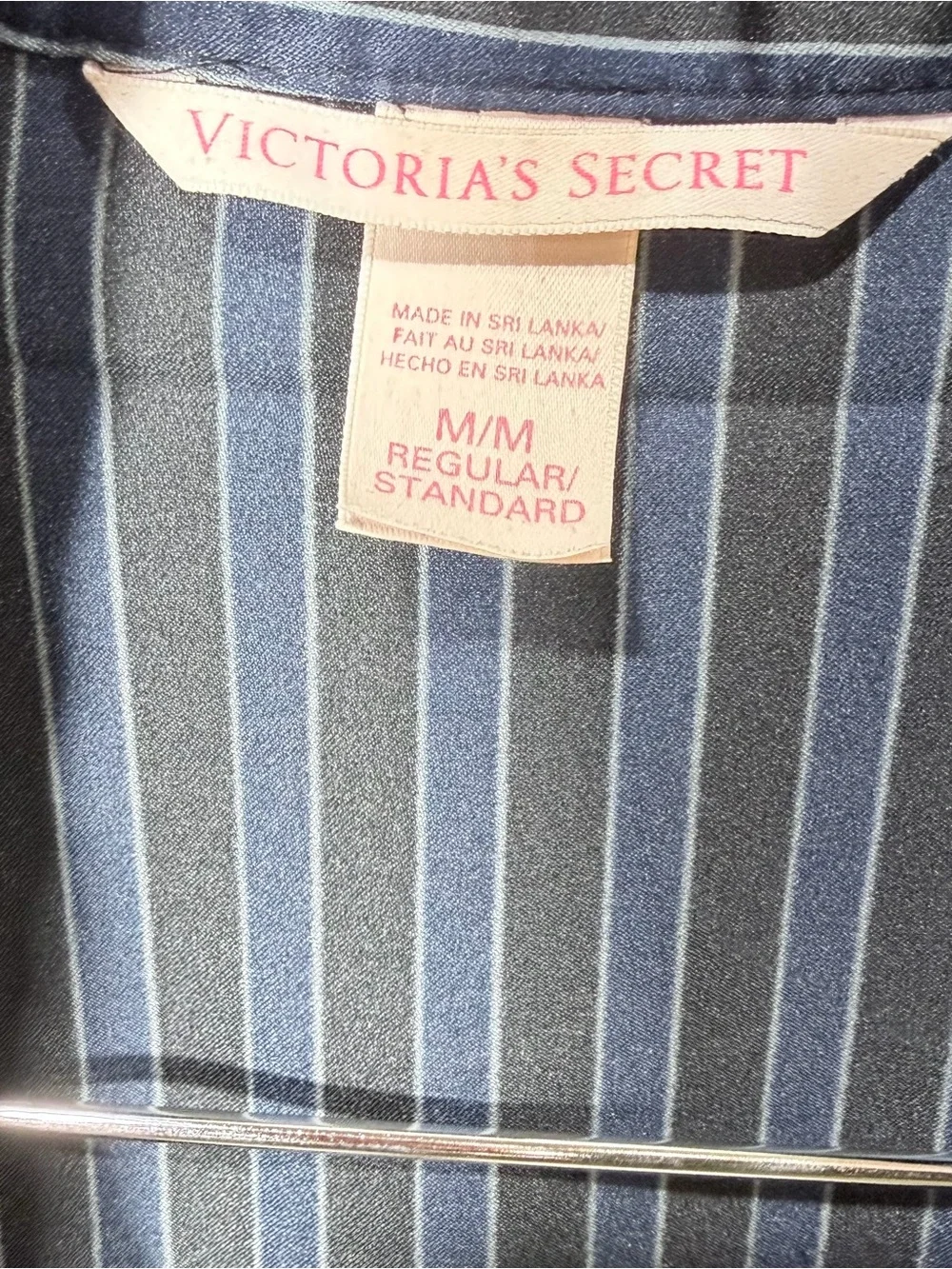 Victoria’s Secret Black Pinstripe Satin Pajama SET | Button Front | Size M